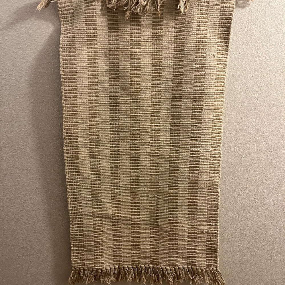 Woven Striped Tan and Cream Door Mat